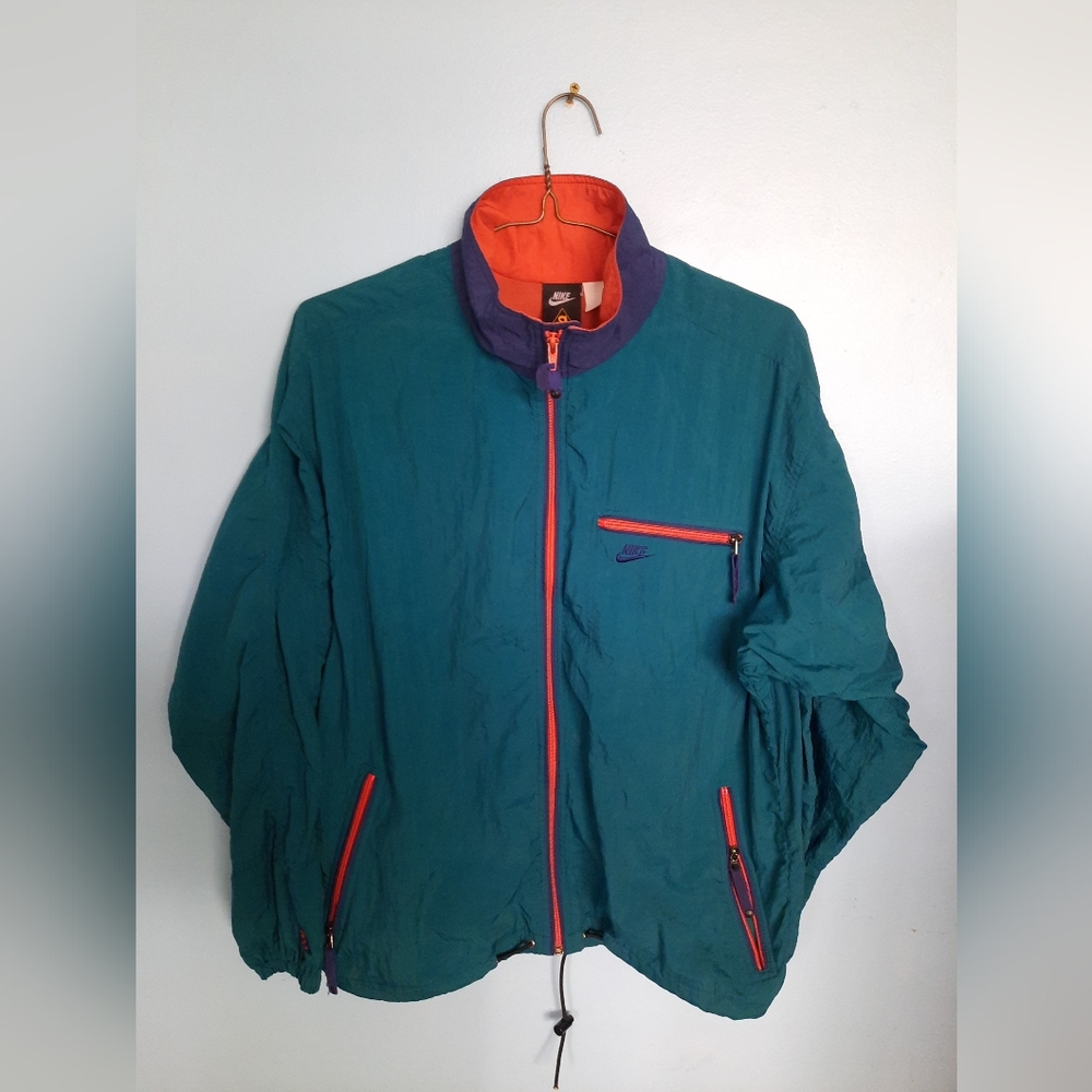 Vintage Nike ACG Men's Windbreaker Jacket SZ XL Sea Green Grape Purple Pockets
